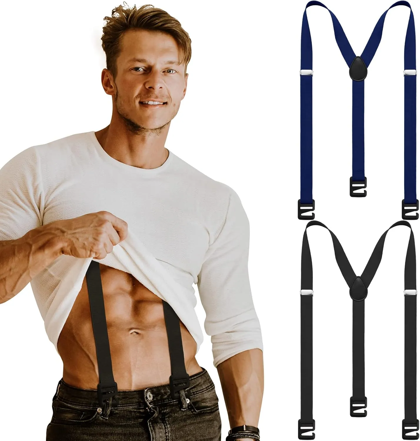 2 Pcs Hidden Suspenders for Men Hiking Undergarment Suspenders for Winter Untucked Men Outdoor Hiking Ski Pant