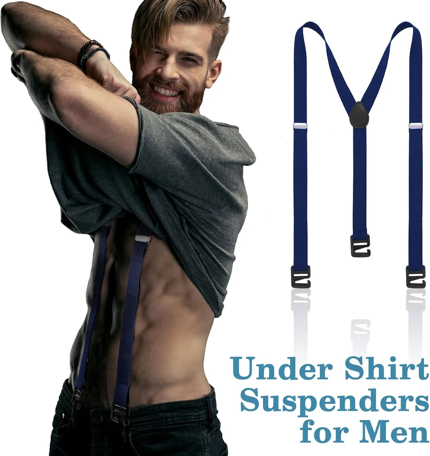 2 Pcs Hidden Suspenders for Men Hiking Undergarment Suspenders for Winter Untucked Men Outdoor Hiking Ski Pant