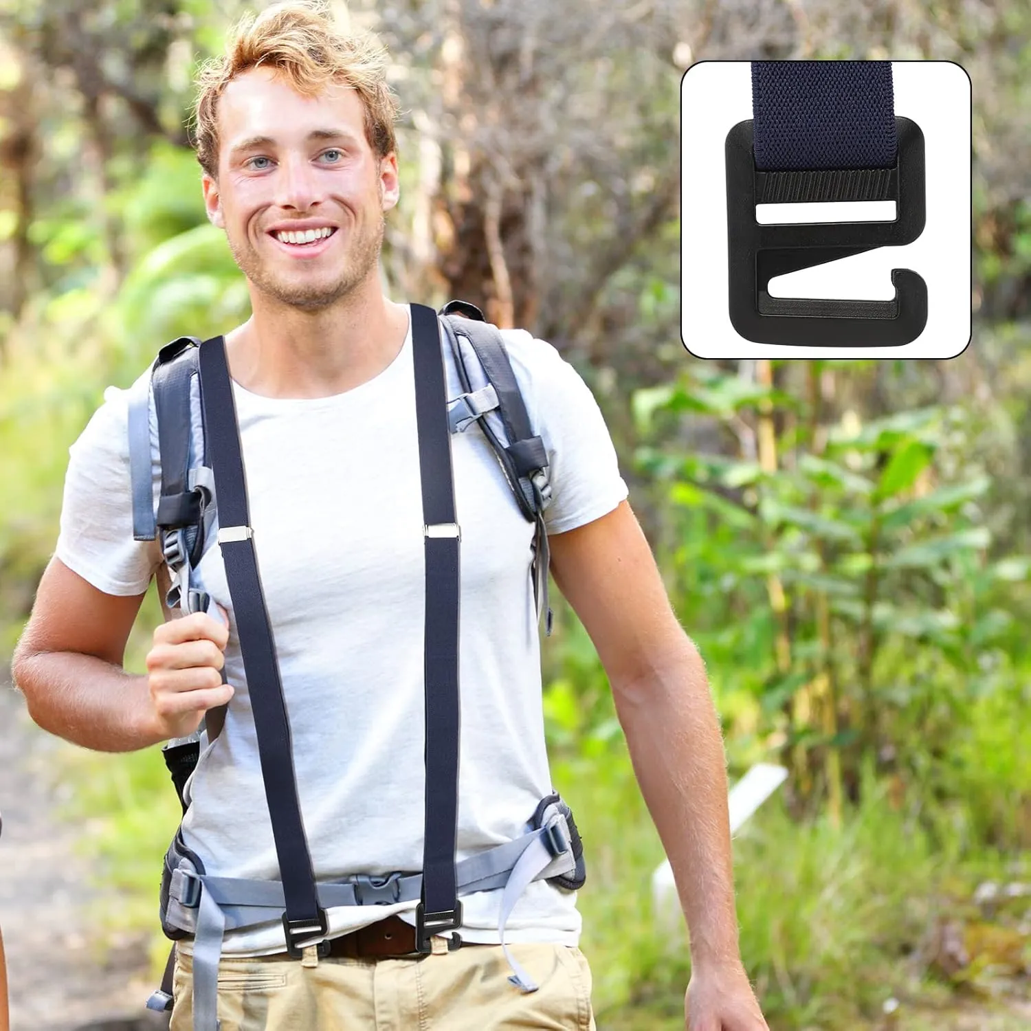 2 Pcs Hidden Suspenders for Men Hiking Undergarment Suspenders for Winter Untucked Men Outdoor Hiking Ski Pant