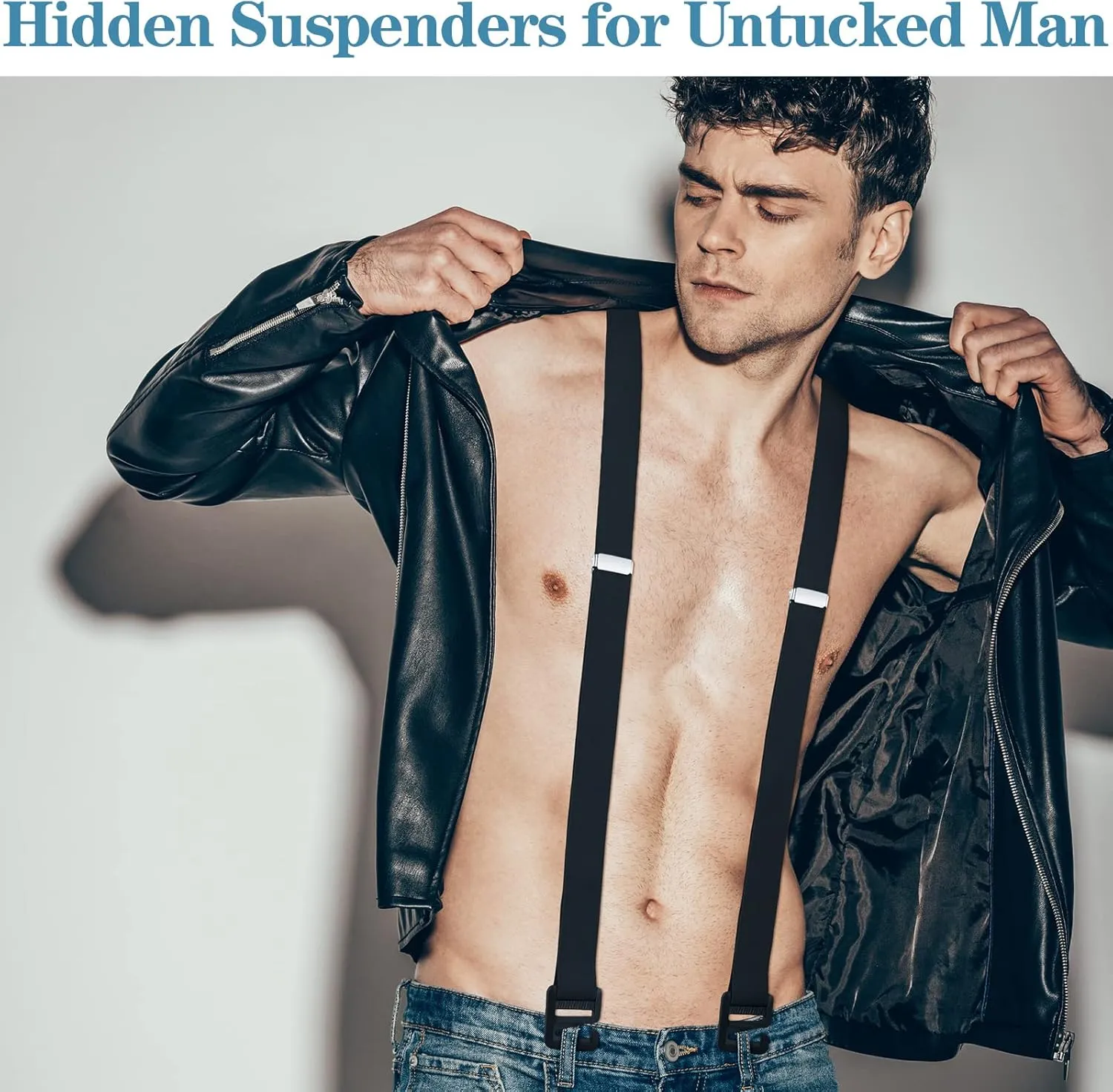 2 Pcs Hidden Suspenders for Men Hiking Undergarment Suspenders for Winter Untucked Men Outdoor Hiking Ski Pant