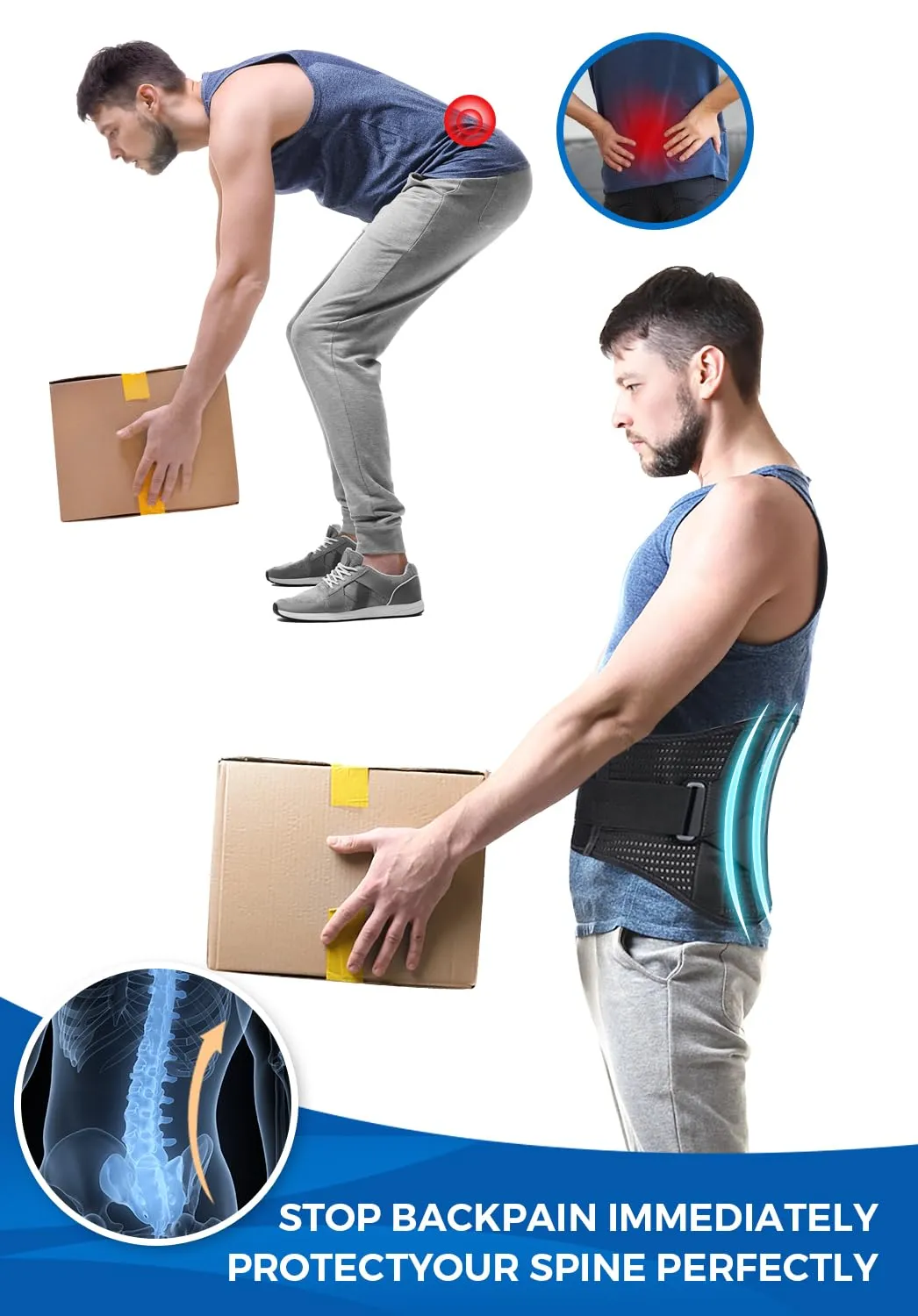 3.0 Back Support Brace for Men Women Lower Back Pain Relief,Small Back Brace for Herniated Disc,Sciatica,Scoliosis,Waist Pain,Thin Breathable Lumbar Support Belt(Black,S/M Fit Belly 23.5"-29.5")