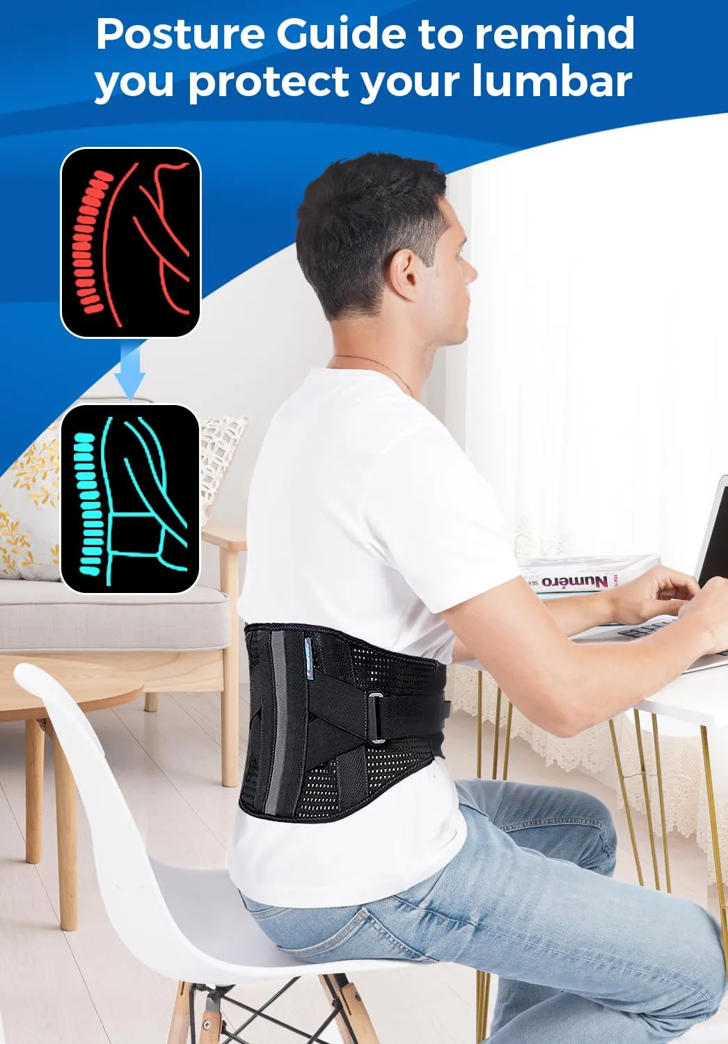 3.0 Back Support Brace for Men Women Lower Back Pain Relief,Small Back Brace for Herniated Disc,Sciatica,Scoliosis,Waist Pain,Thin Breathable Lumbar Support Belt(Black,S/M Fit Belly 23.5"-29.5")
