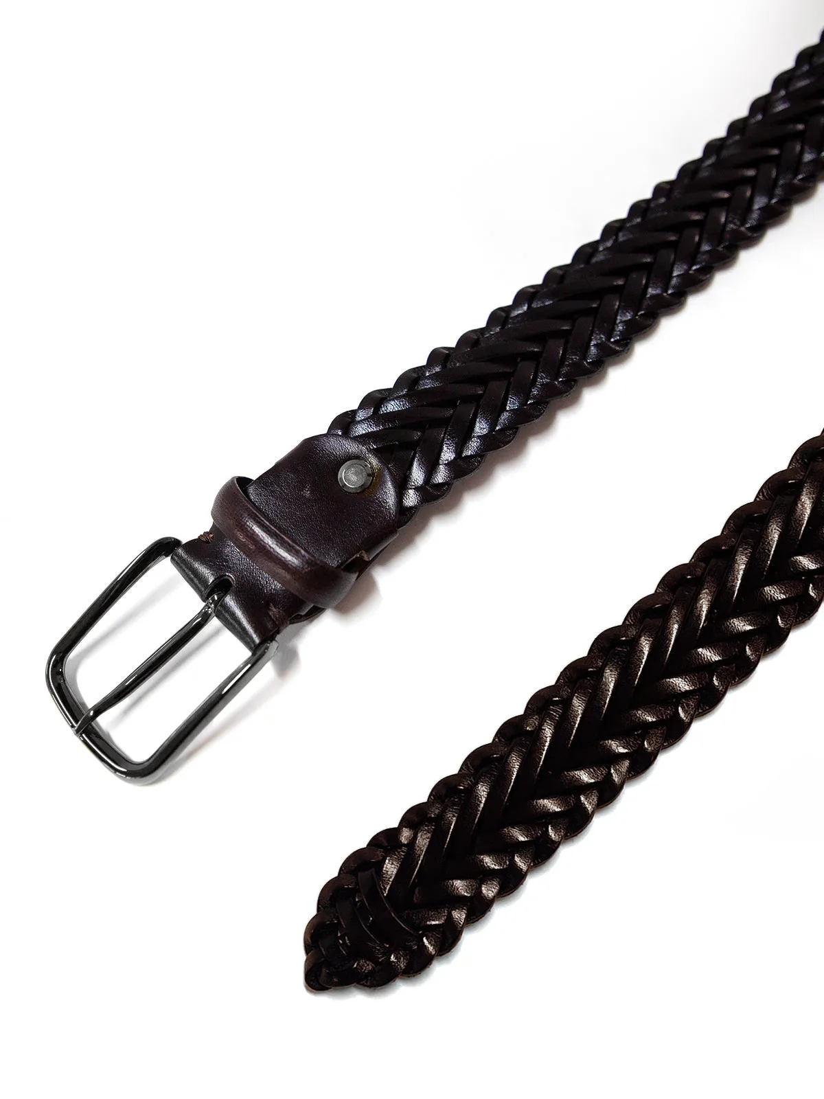 35mm Conker Braided Leather Belt