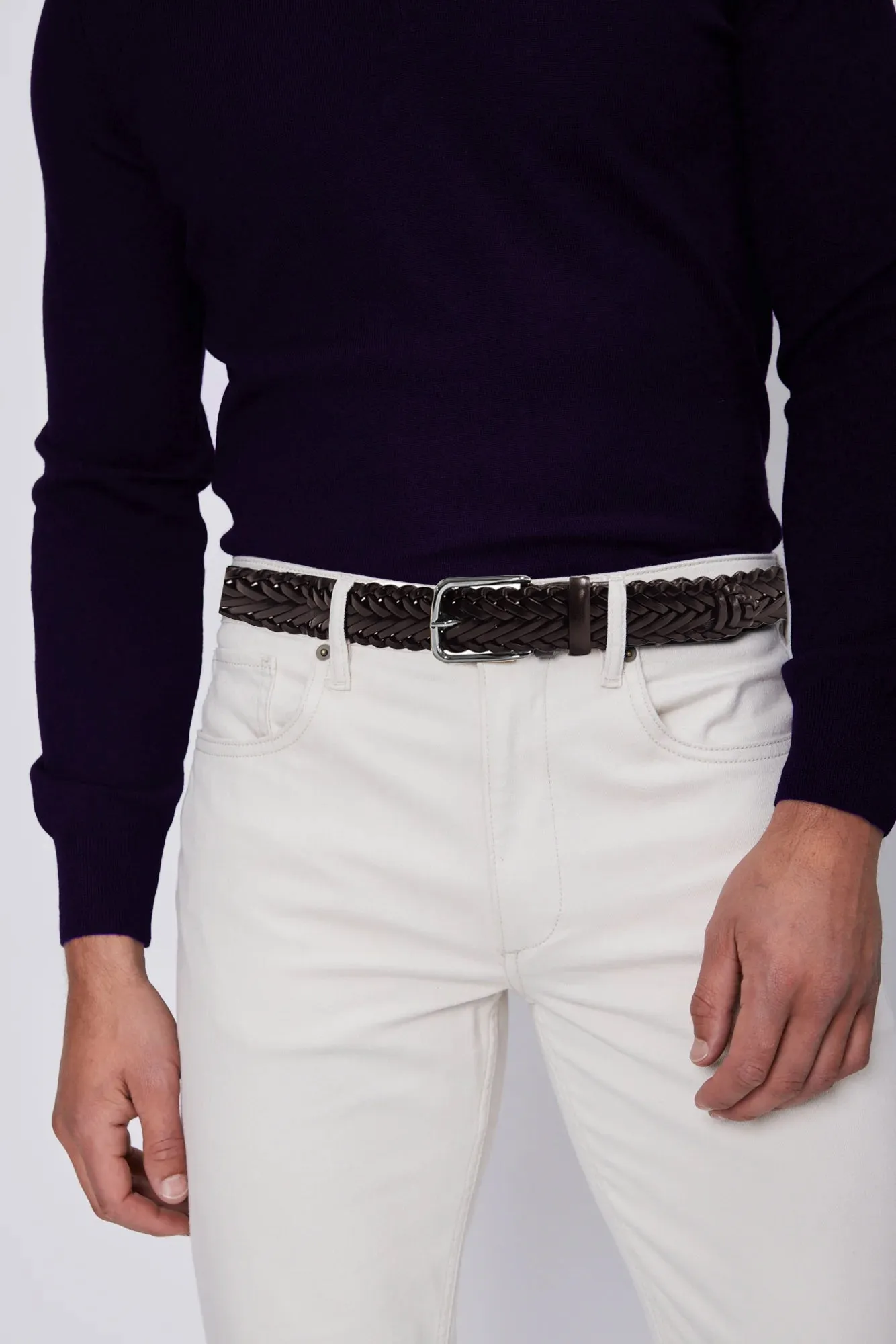 35mm Conker Braided Leather Belt