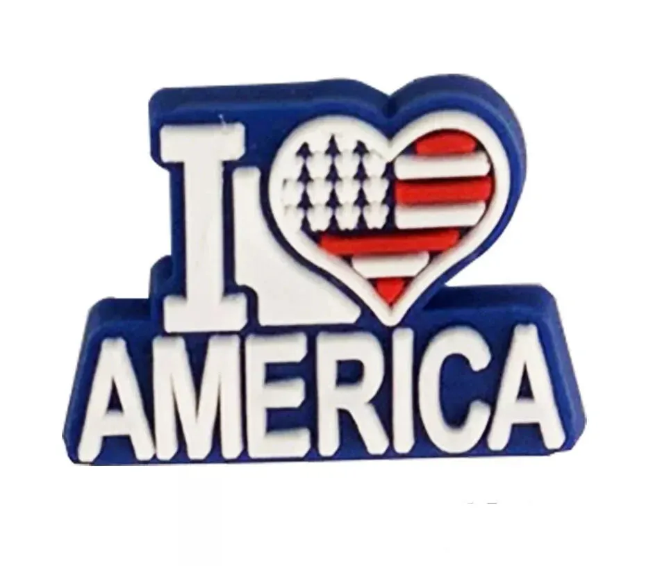 4 Pcs American Flag Design Shoe Charms For Croc, Bracelet, Shoe & Wristbands