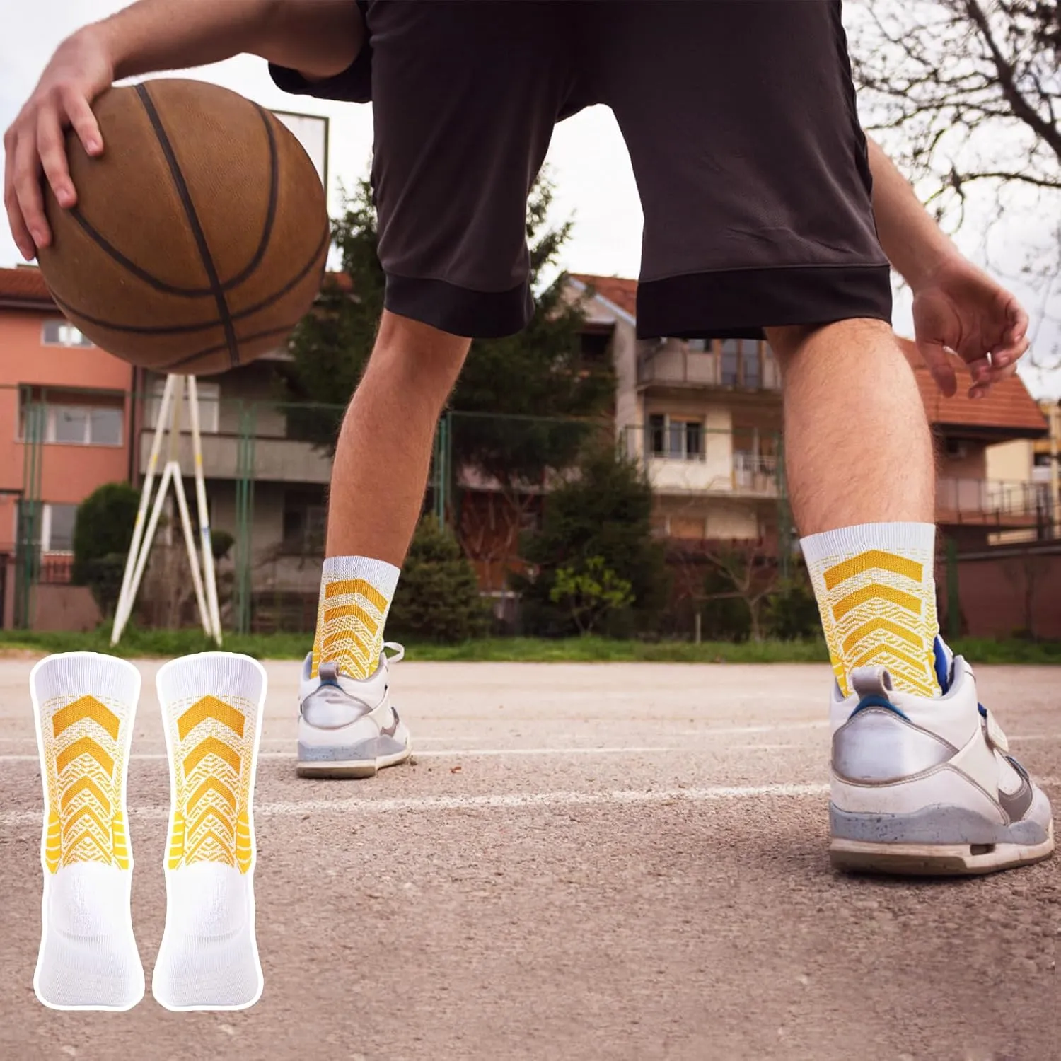 5 Pairs Elite Basketball Socks Cushioned Athletic Crew Socks for Men Youth Adult Soccer Outdoor Football Running