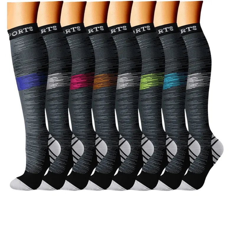 8-Pack Printed Pattern Compression Socks - Comfortable and Supportive