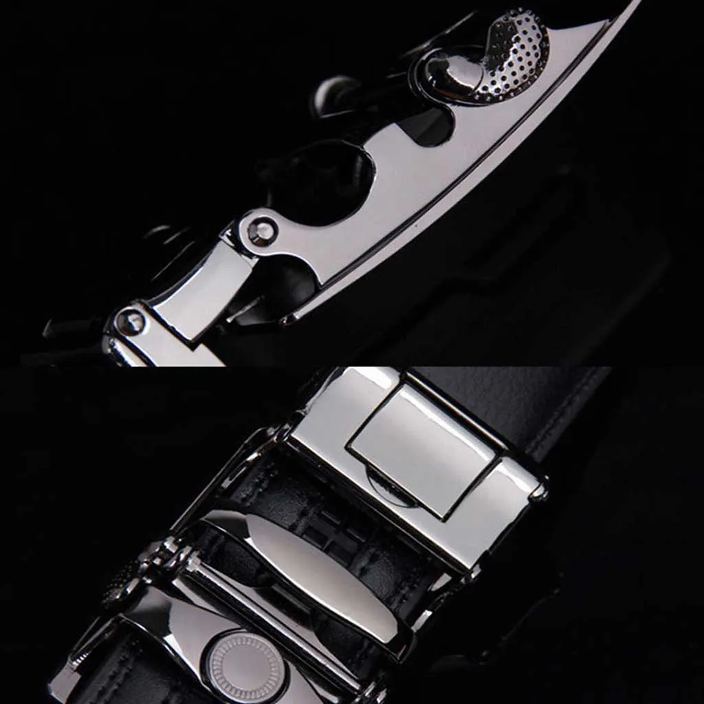 Adjustable Leather Belt Auto locking Buckle 101B Silver