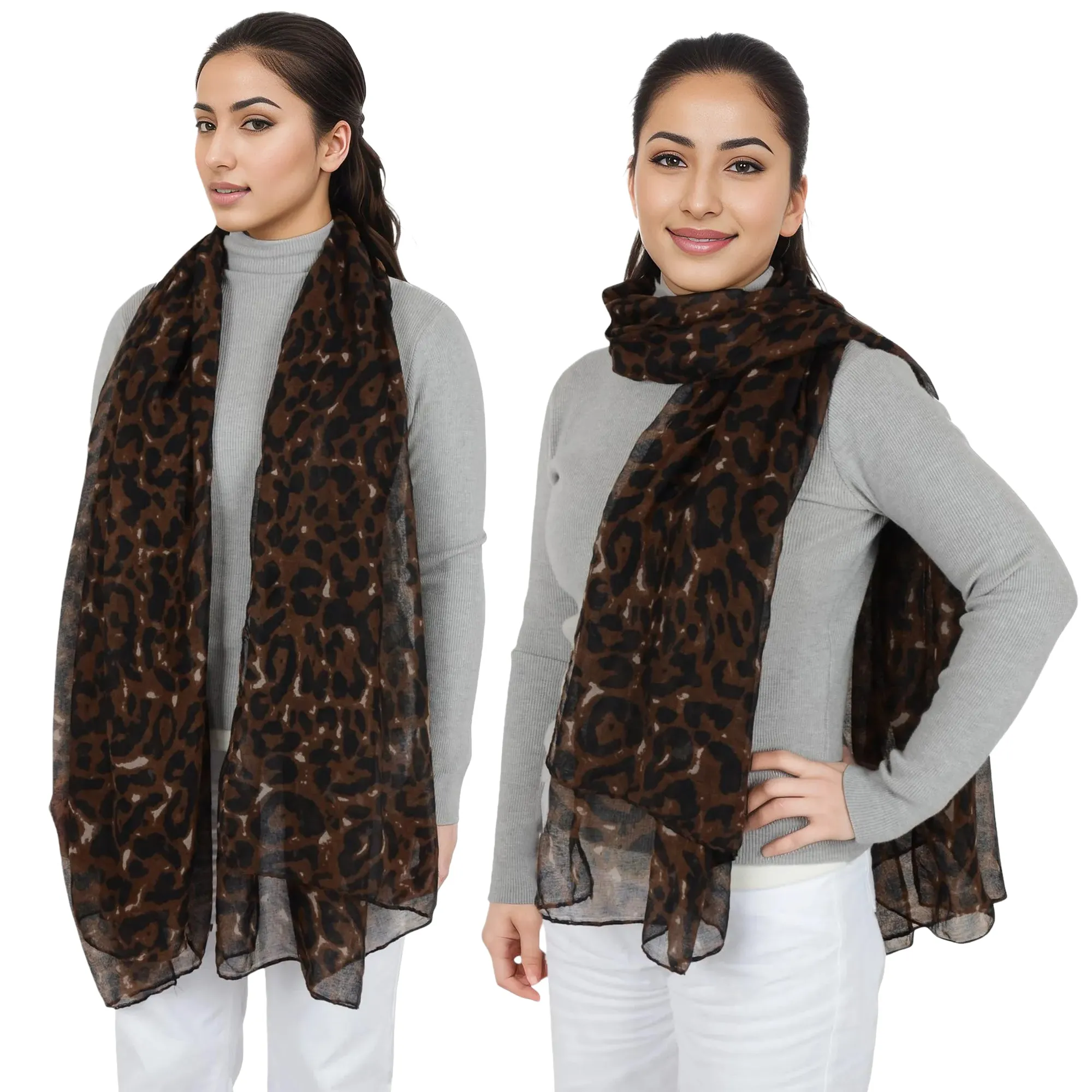 Anna-Kaci Women's Classic Leopard Print Scarf Lightweight Shawl Wrap Head Scarves