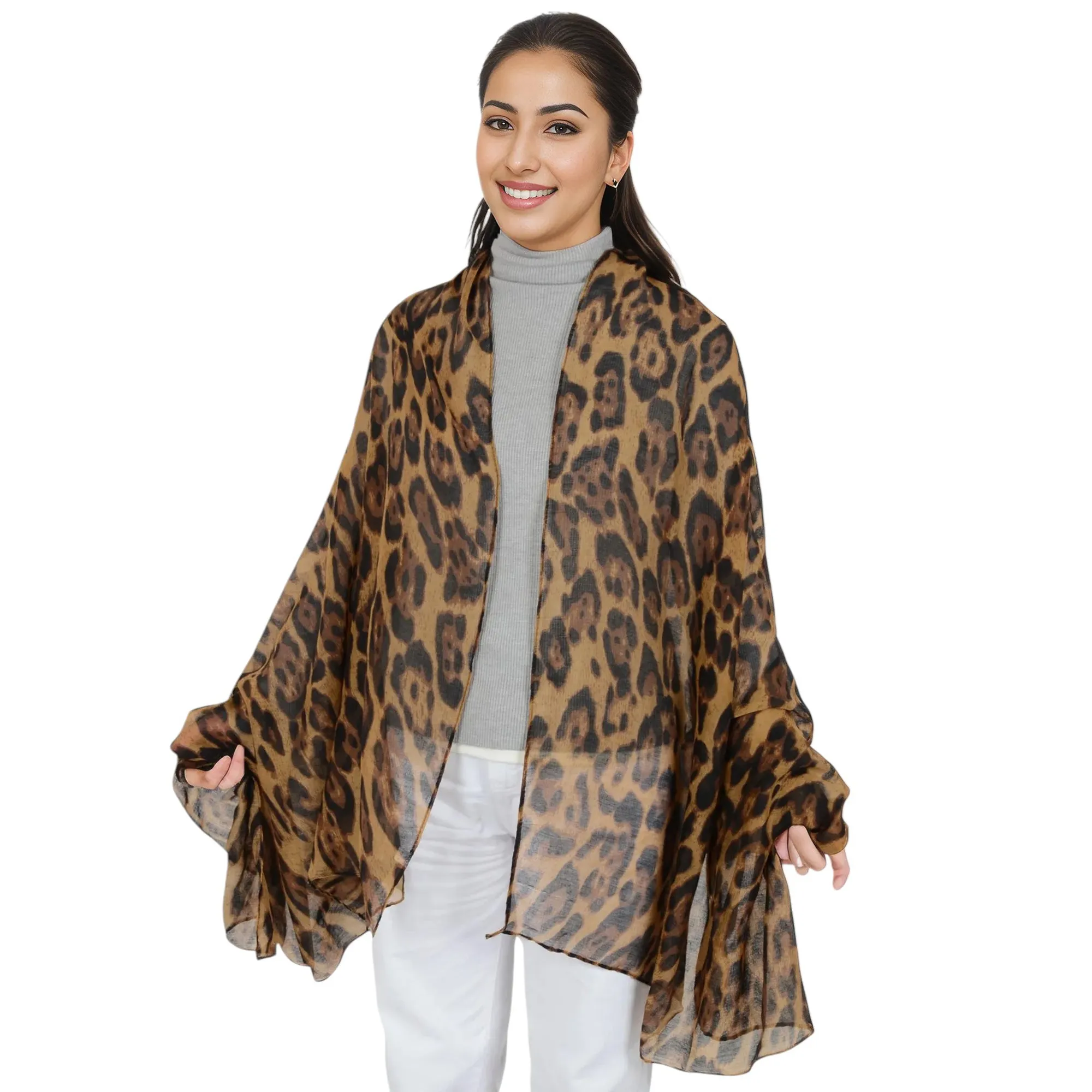 Anna-Kaci Women's Classic Leopard Print Scarf Lightweight Shawl Wrap Head Scarves