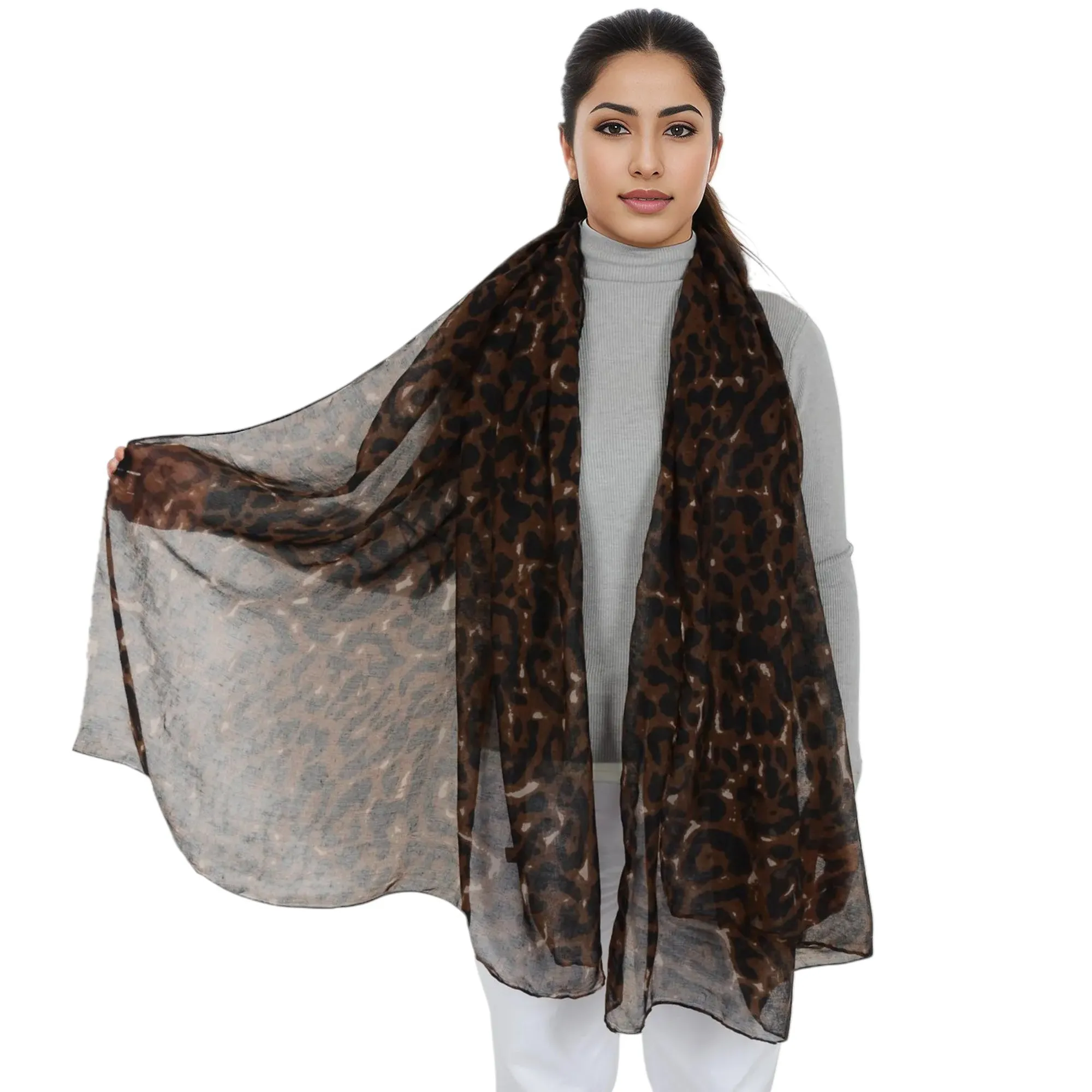 Anna-Kaci Women's Classic Leopard Print Scarf Lightweight Shawl Wrap Head Scarves