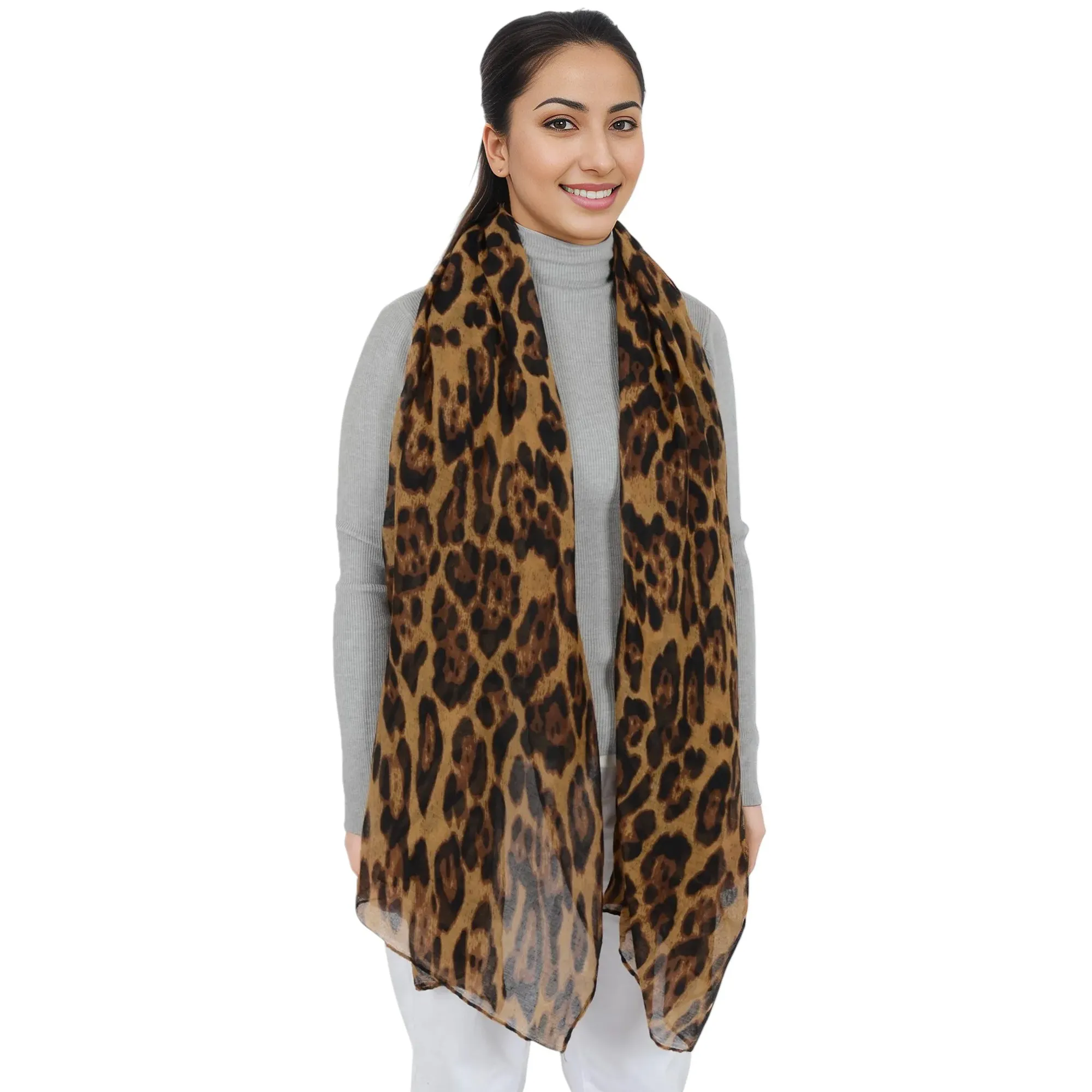 Anna-Kaci Women's Classic Leopard Print Scarf Lightweight Shawl Wrap Head Scarves