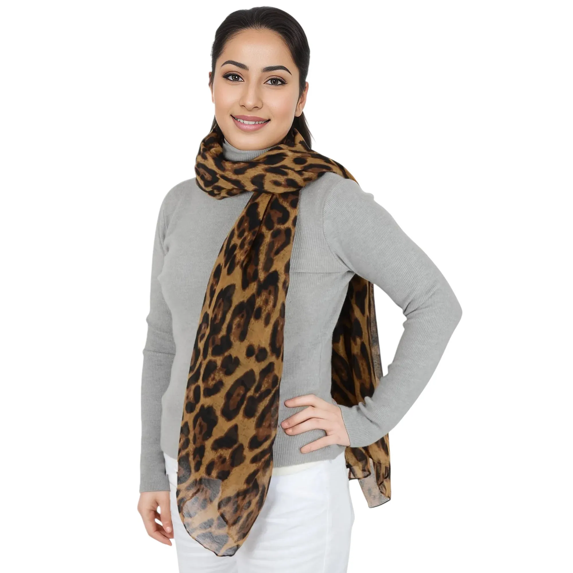 Anna-Kaci Women's Classic Leopard Print Scarf Lightweight Shawl Wrap Head Scarves