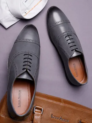 Ash Grey Oxford Style Comfortable Formal Laceup Shoes