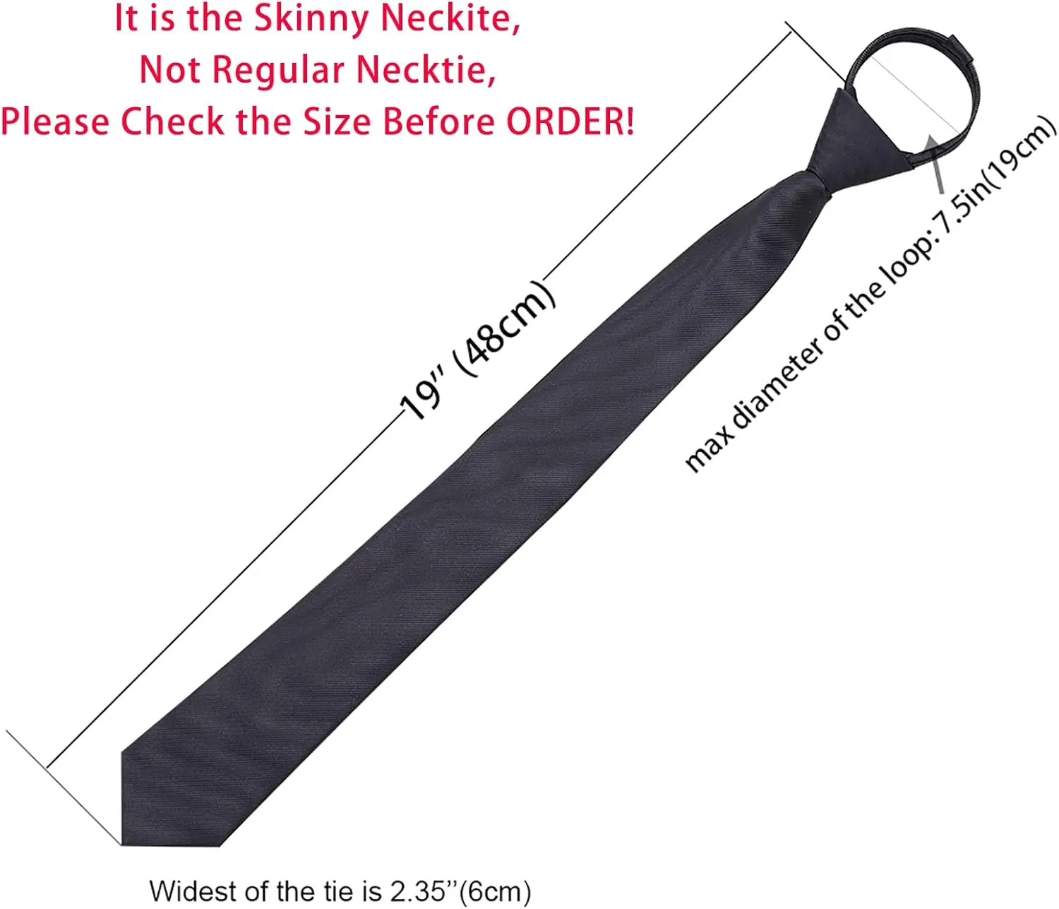 AUSKY Pre-tied Adjustable Zipper Skinny necktie,2.35inch Clip on Slim Ties for men or boys (1 Pack & 4 Packs for option)