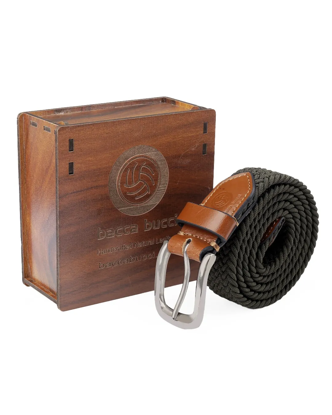 Bacca Bucci Men's Premium Elastic Braided Stretch Belt—Perfect for Golf, Casual, and Everyday Wear