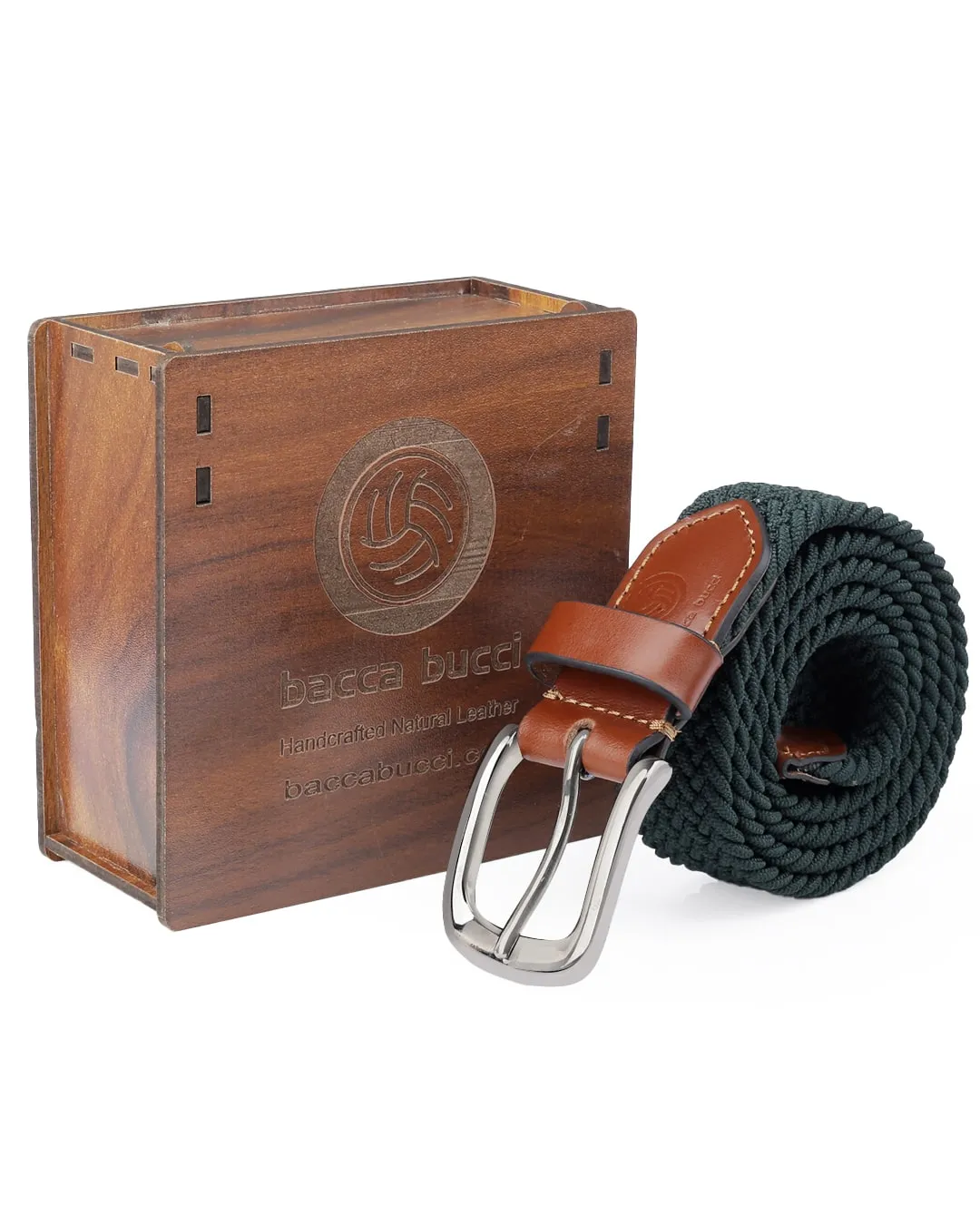 Bacca Bucci Men's Premium Elastic Braided Stretch Belt—Perfect for Golf, Casual, and Everyday Wear