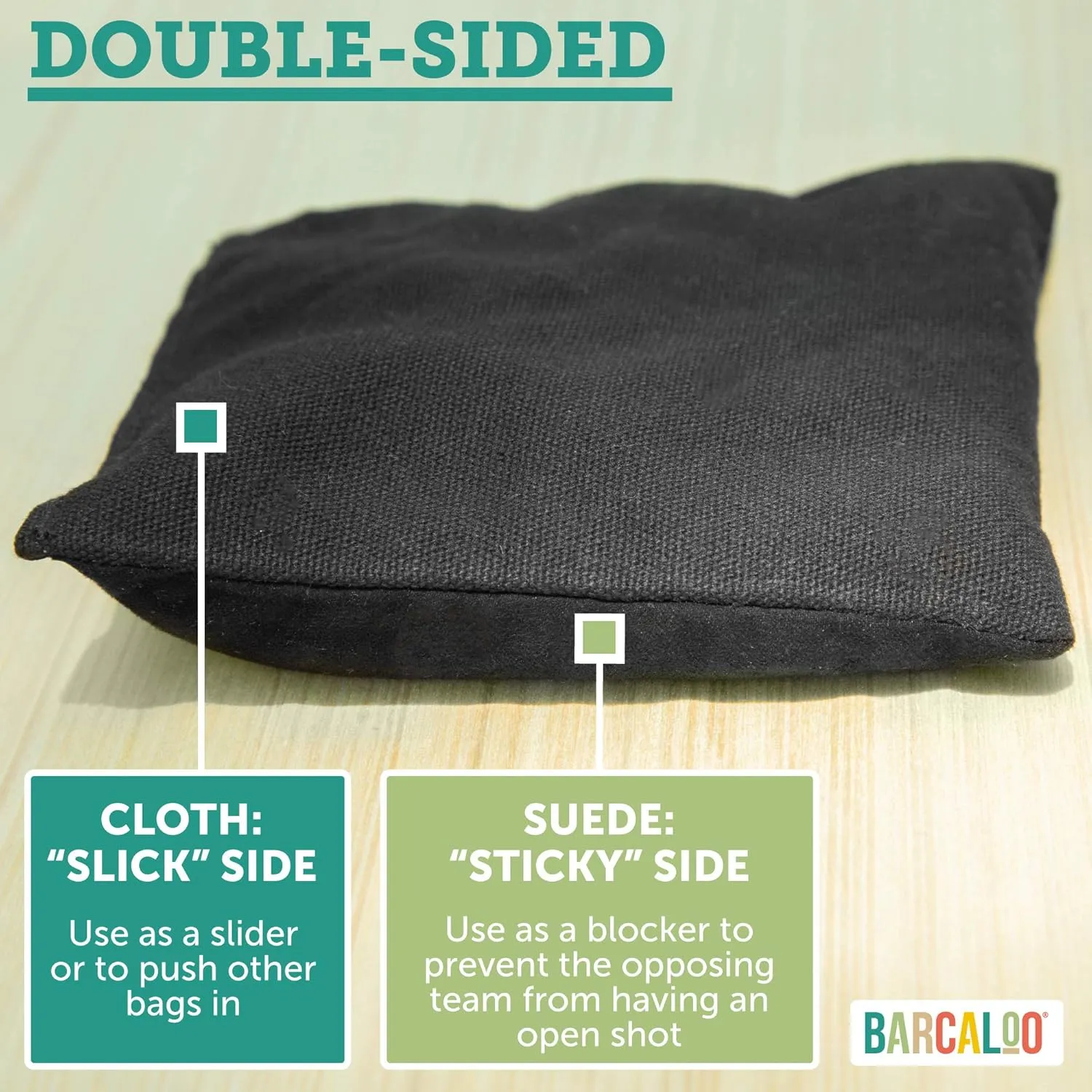 Barcaloo Professional Cornhole Bags Set of 8 Regulation All Weather Double Sided - Sticky/Slick Side Bean Bags for Pro Corn Hole Game