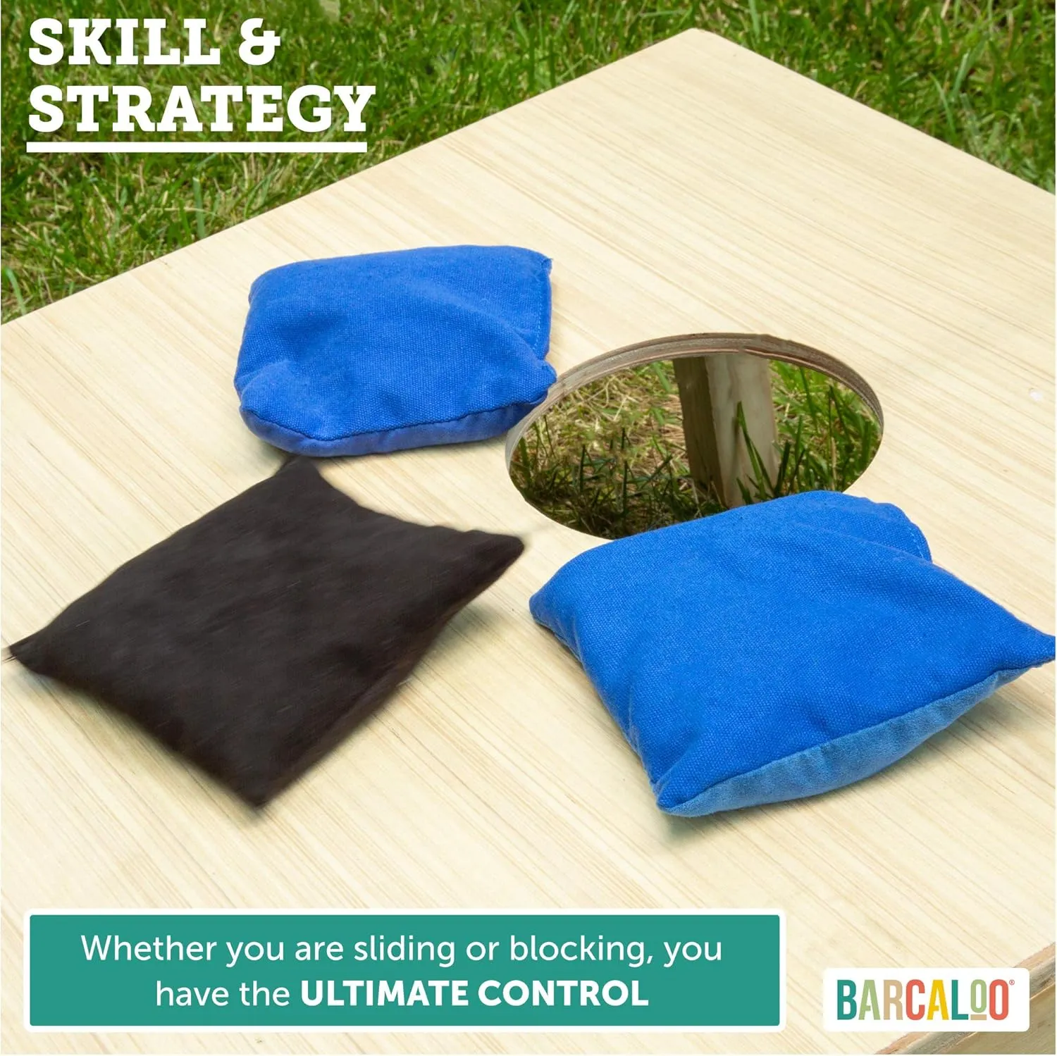 Barcaloo Professional Cornhole Bags Set of 8 Regulation All Weather Double Sided - Sticky/Slick Side Bean Bags for Pro Corn Hole Game