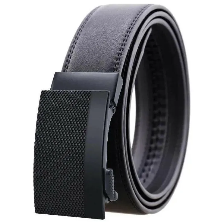 Black Adjustable Black Ratchet Slide Buckle Belt