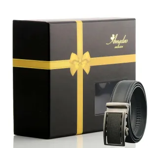 Black Adjustable Silver Ratchet Slide Buckle Belt