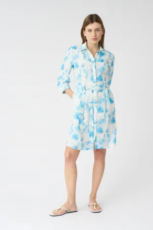 Botanical Watercolor Shirt Dress with Belt