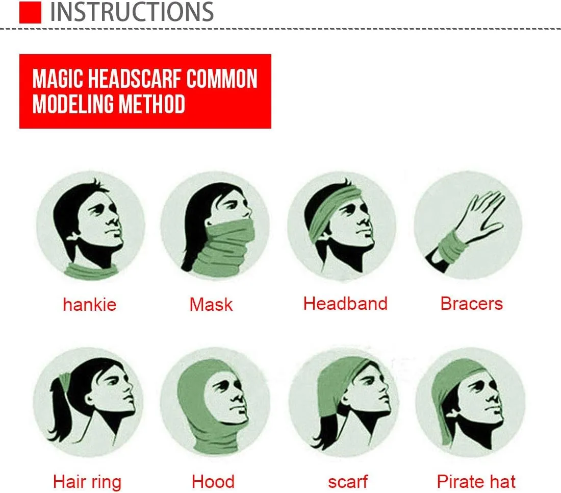 Buybai Balaclava Seamless Headbands Headwear Neck Gaiter Headwrap Sport Sweatband