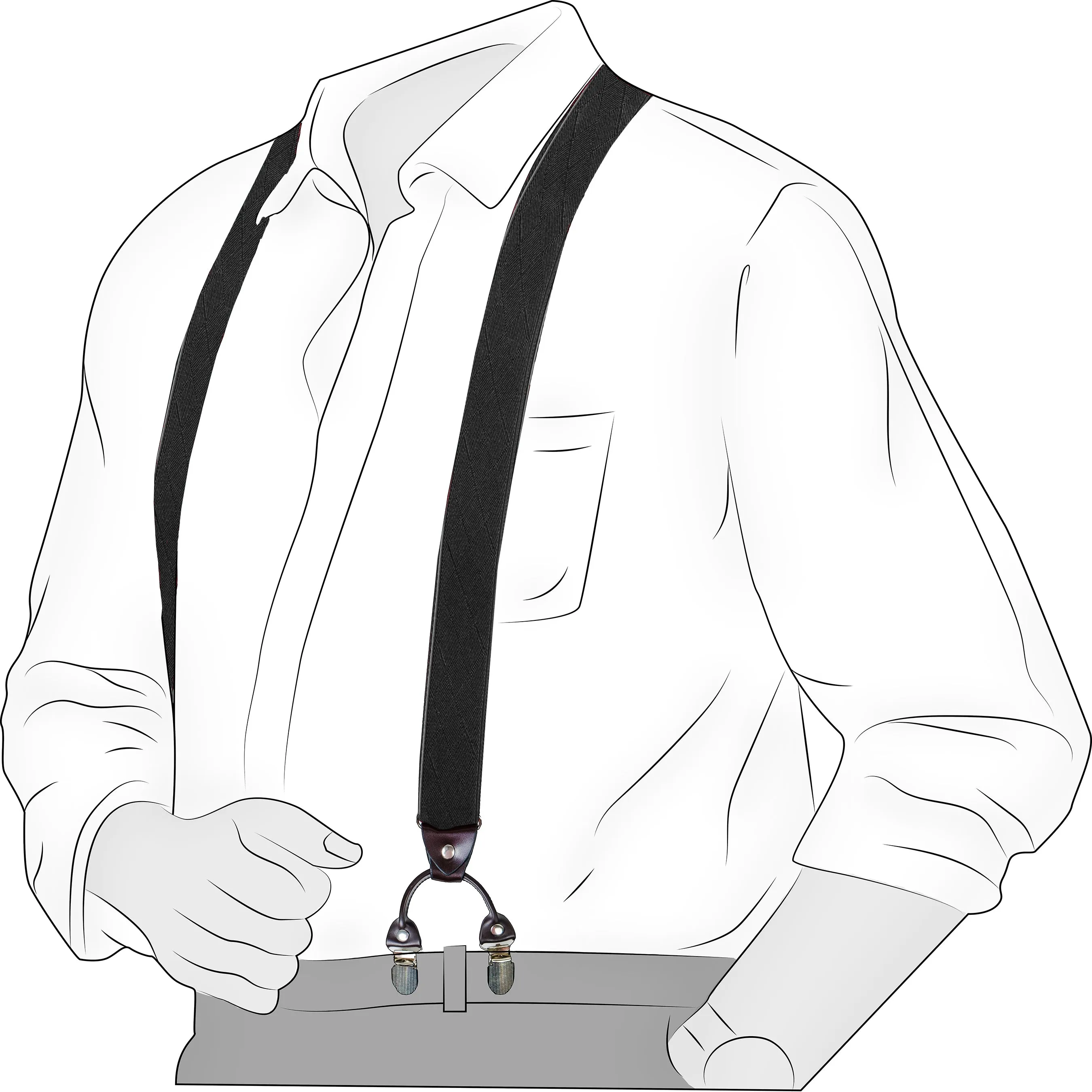 Chokore Stretchy Y-shaped Suspenders with 6-clips (Black)