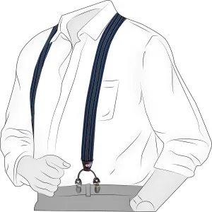 Chokore Stretchy Y-shaped Suspenders with 6-clips (Dark Blue & Black)