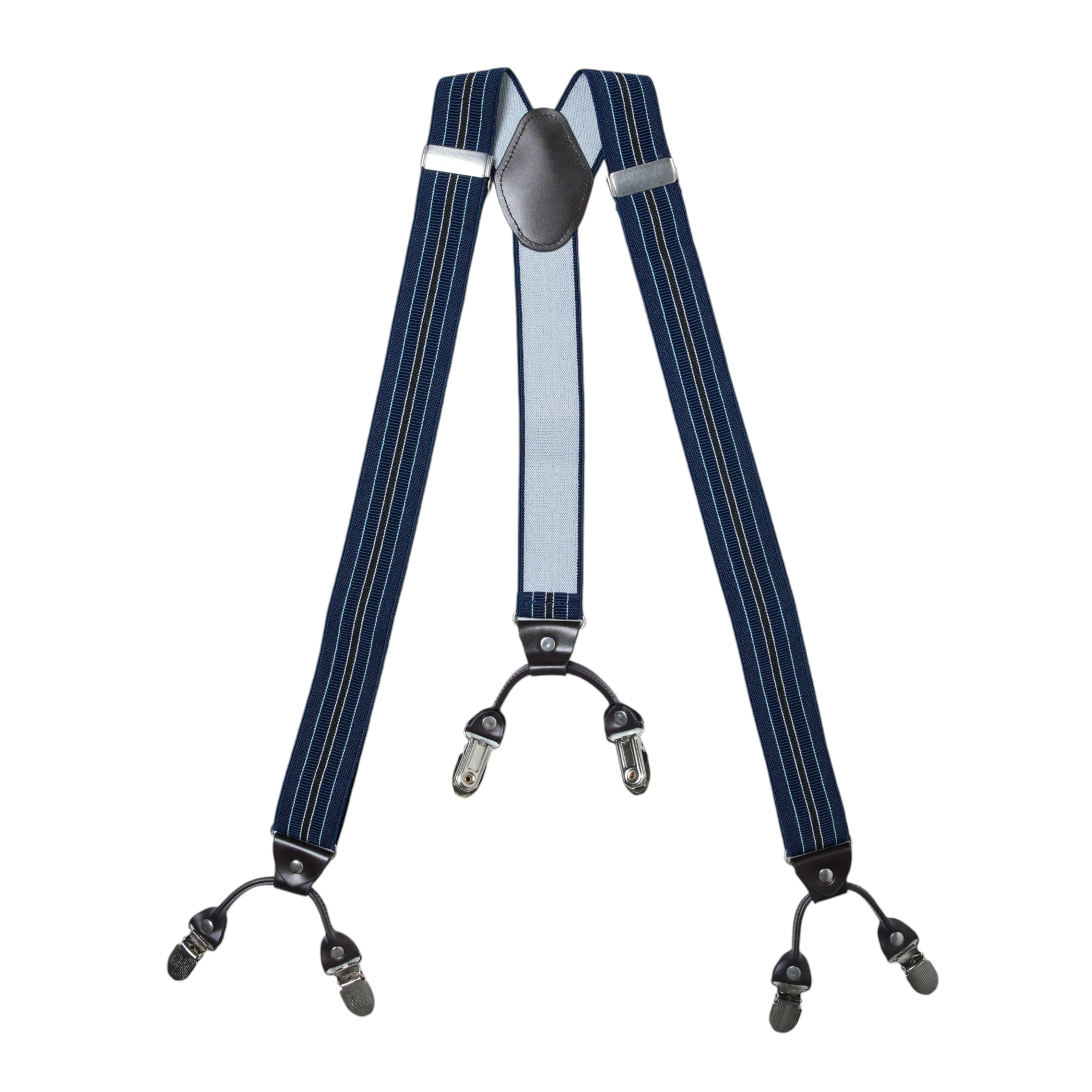 Chokore Stretchy Y-shaped Suspenders with 6-clips (Dark Blue & Black)