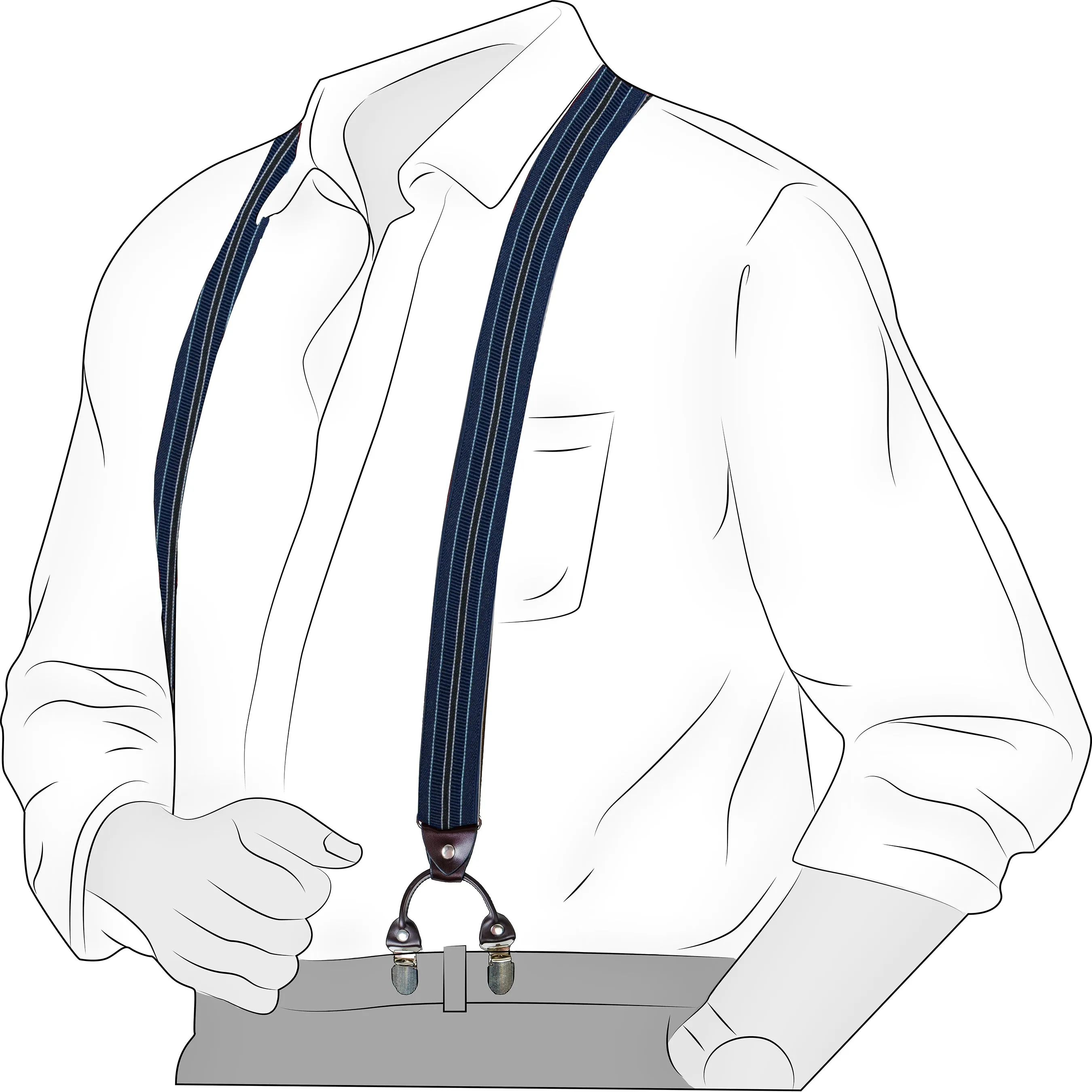 Chokore Stretchy Y-shaped Suspenders with 6-clips (Dark Blue & Black)