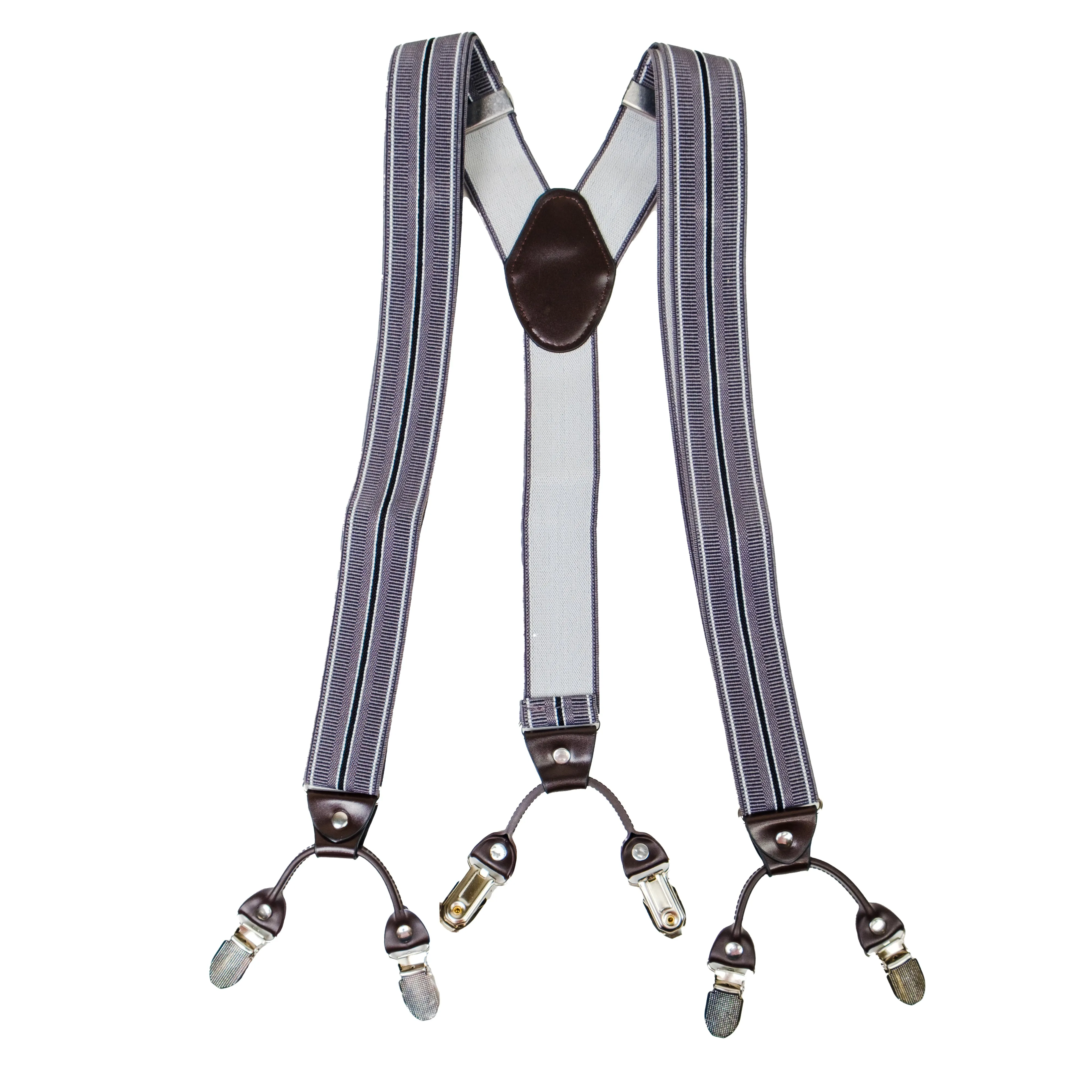 Chokore Stretchy Y-shaped Suspenders with 6-clips (Gray & Black)