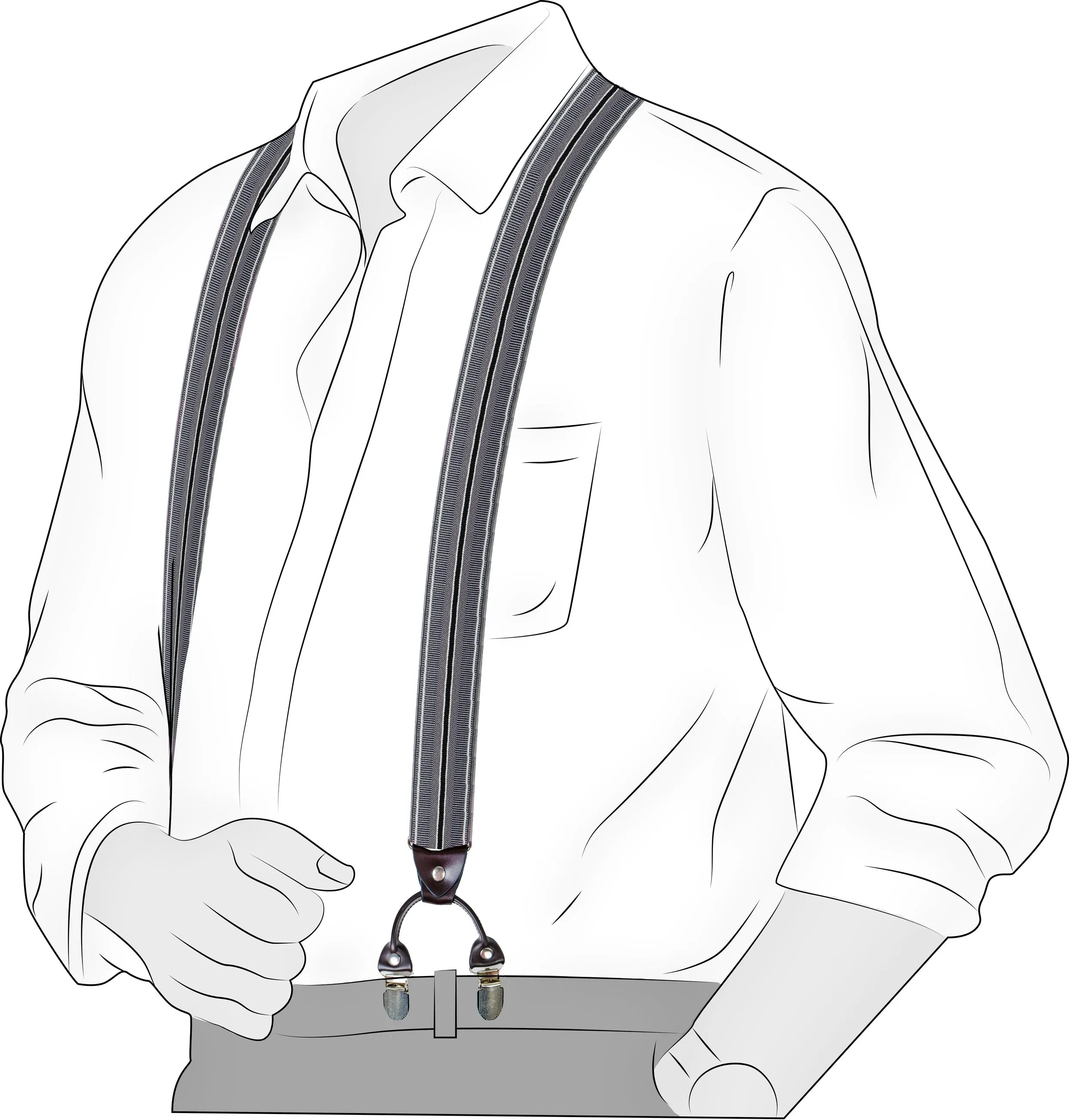Chokore Stretchy Y-shaped Suspenders with 6-clips (Grey & Black)