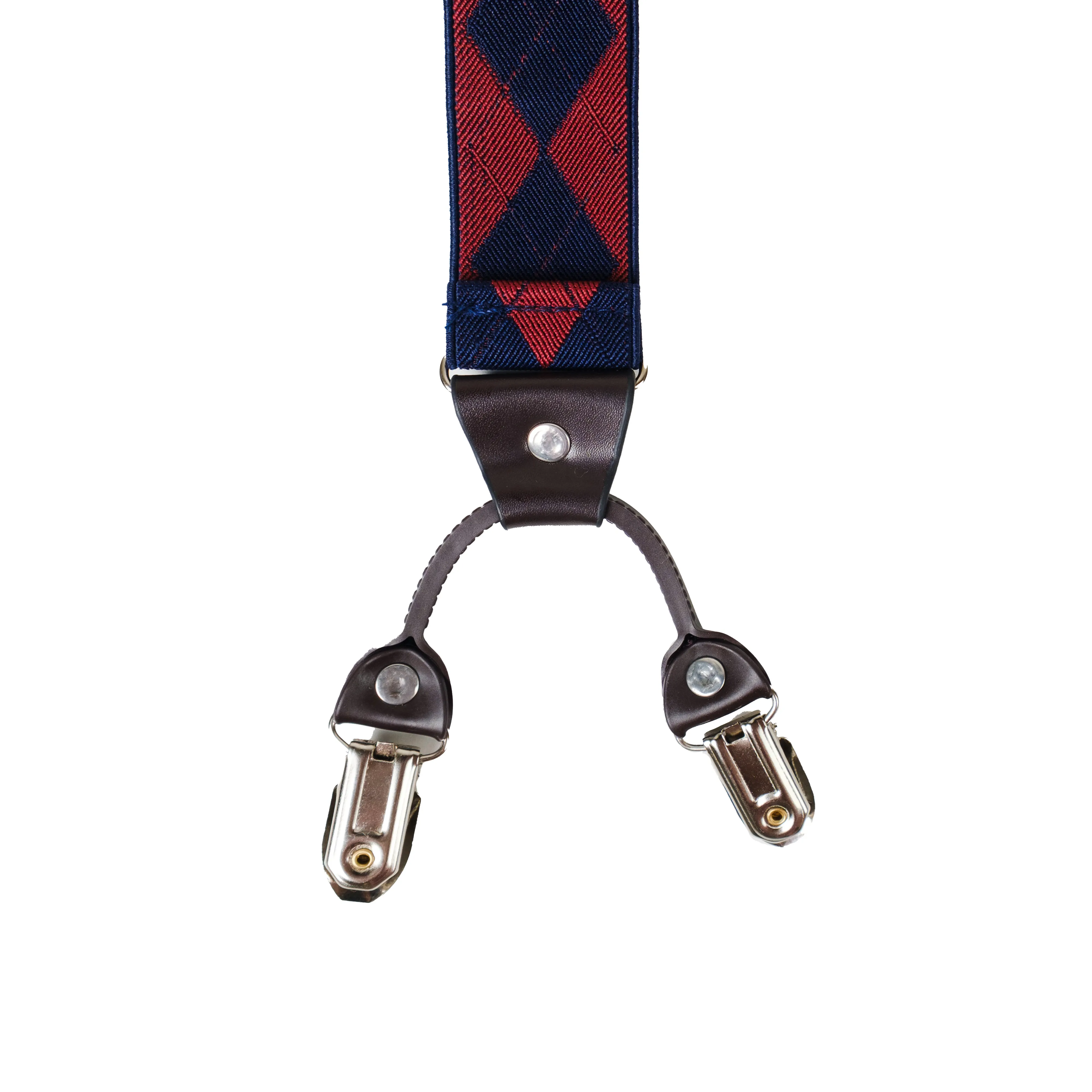 Chokore Stretchy Y-shaped Suspenders with 6-clips (Navy Blue & Red)