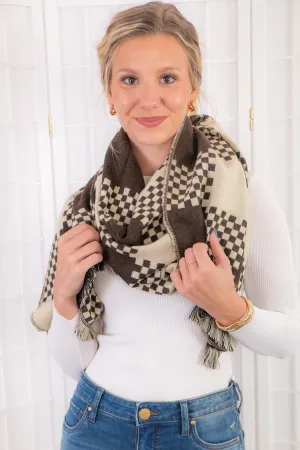 Coffee Checkered Winter Scarf!