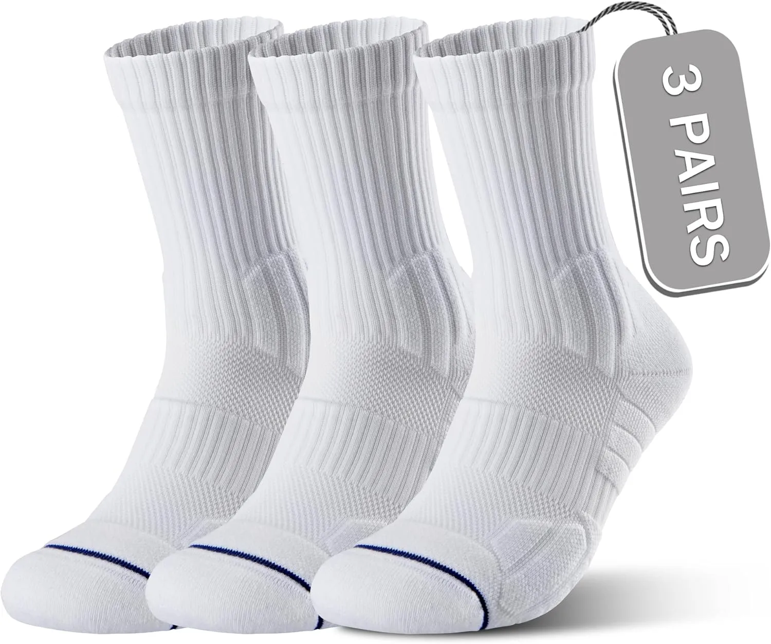 CONRAN KREMIX Running Socks Mens Crew Socks 3 Pairs Cushioned Athletic