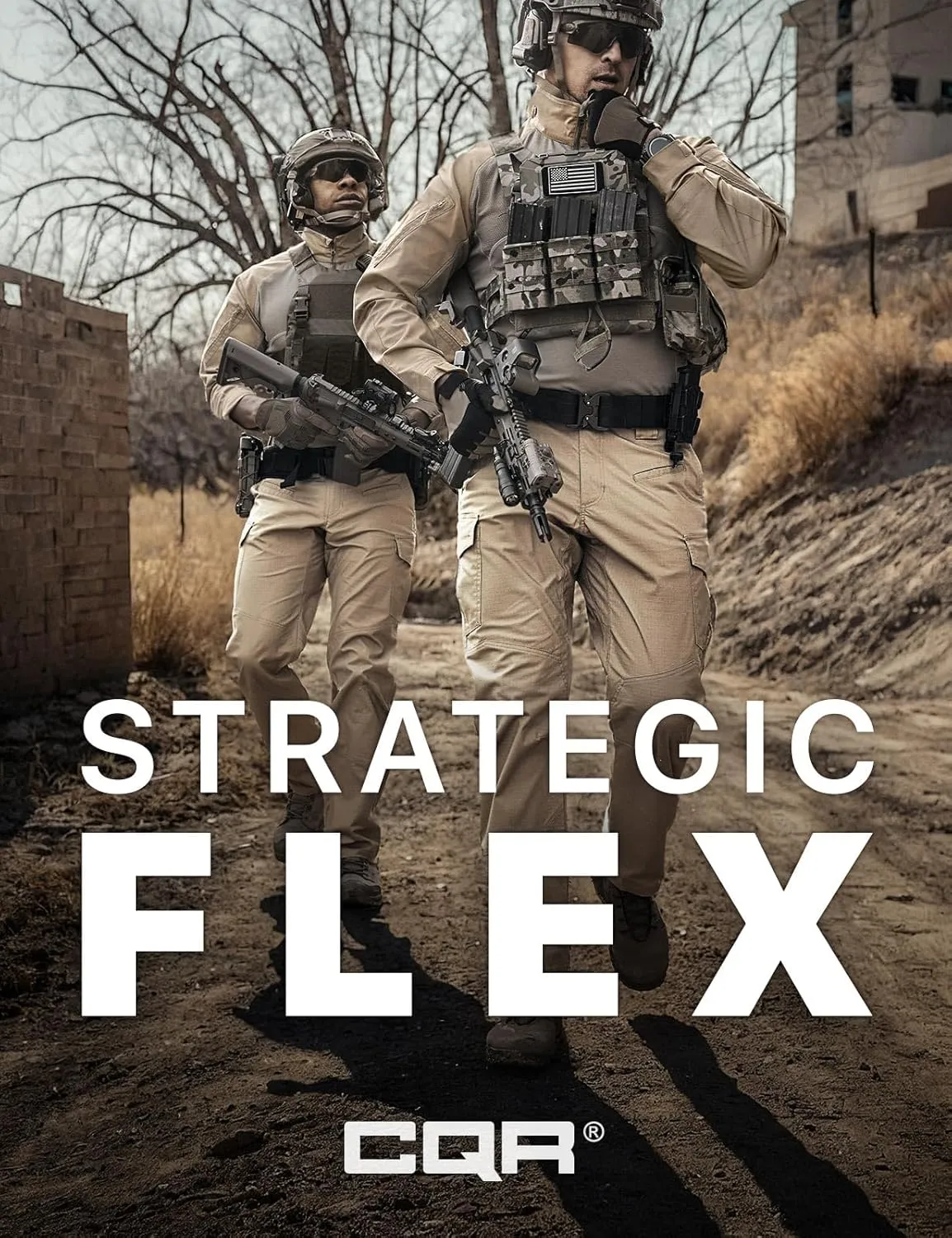 CQR Men's Flex Ripstop Tactical Pants, Water Resistant Stretch Cargo Pants, Lightweight EDC Hiking Work Pants