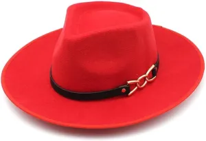 DHAEY Classic Big Brim Woolen Hat Autumn and Winter Gentleman's Hat Men's and Women's Hats Brimmed Felt Hat Luopan Caps & Hats (Color : Rose Red, Size : 56-58cm)