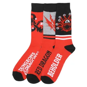 Dungeons & Dragons Monsters Casual Crew Socks, 3-Pack, Men's 10-13