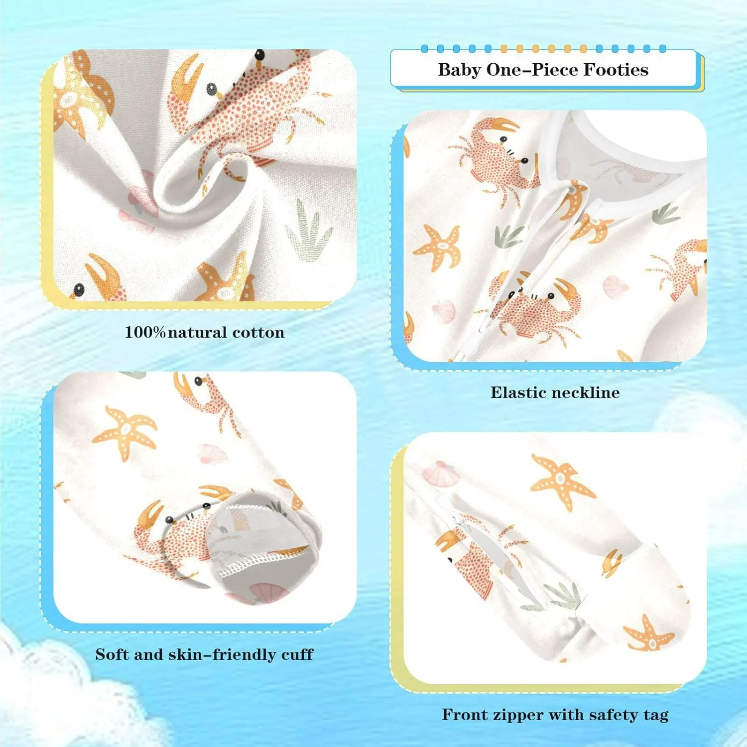 Dussdil Baby One-Piece Footies Newborn Rompers Pajamas Cotton Footed Pjs for Sleep Play Boys Girls