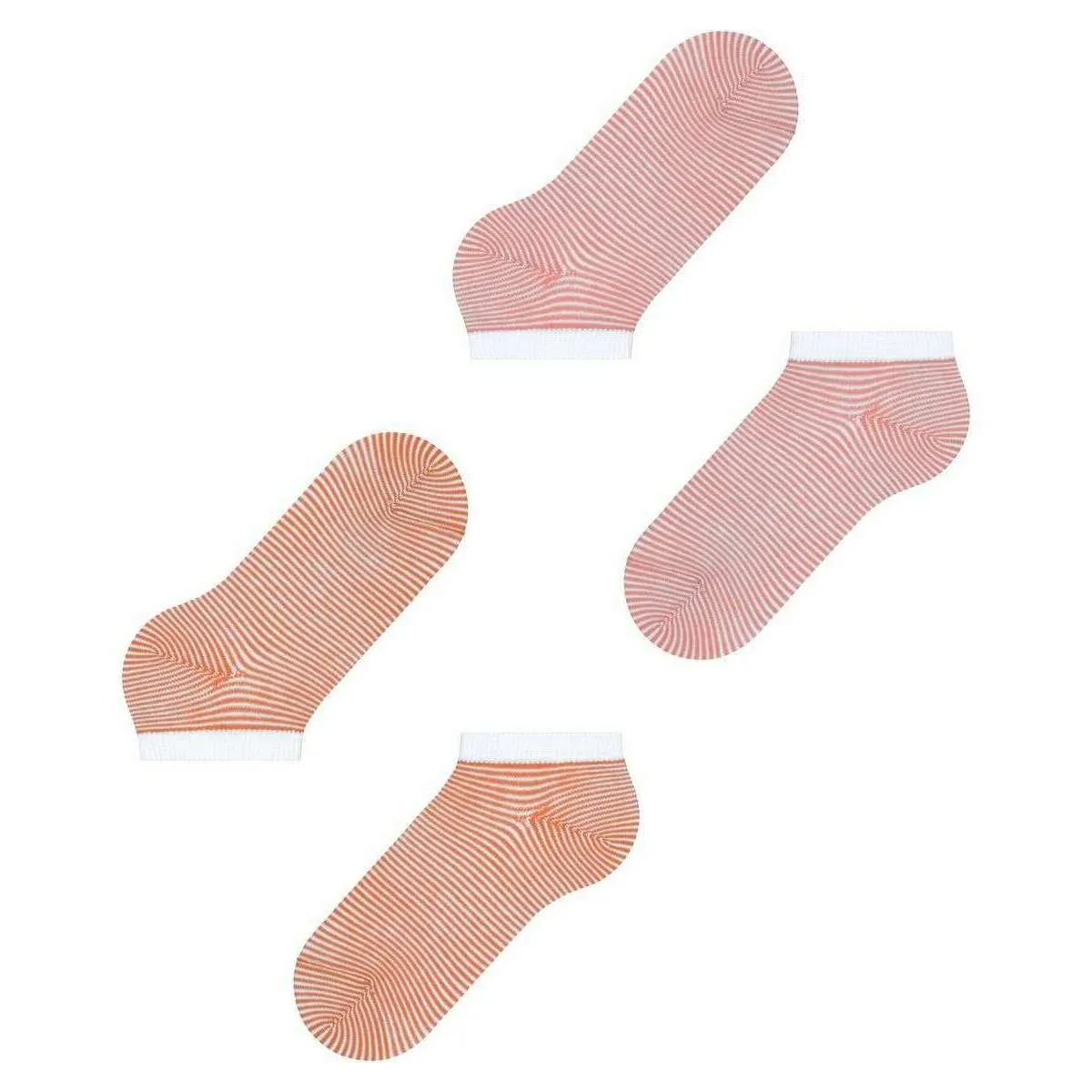 Esprit Allover Stripe 2 Pack Sneaker Socks - Orange/Pink