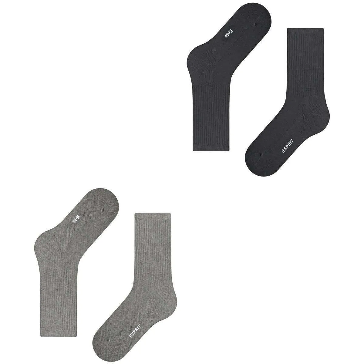Esprit Basic Tennis 2 Pack Socks - Grey Mix