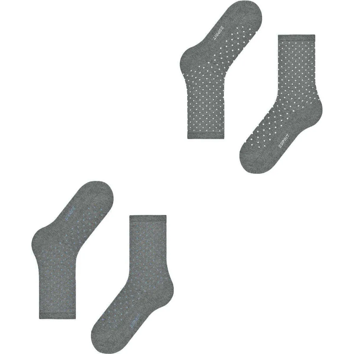 Esprit Fine Dot 2 Pack Socks - Light Grey Mel