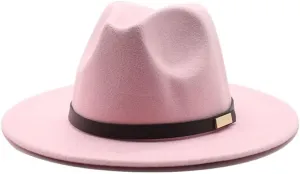 European and American Big Brimmed Hat Fashion Big Brim Felt Hat Autumn and Winter British Style Woolen Jazz Hat for Men and Women Fengyan Cowboy Hats (Color : Rose Red, Size : 56-58cm)