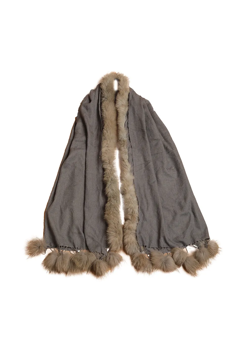 Faux Fur Pompom Pashmina Stole