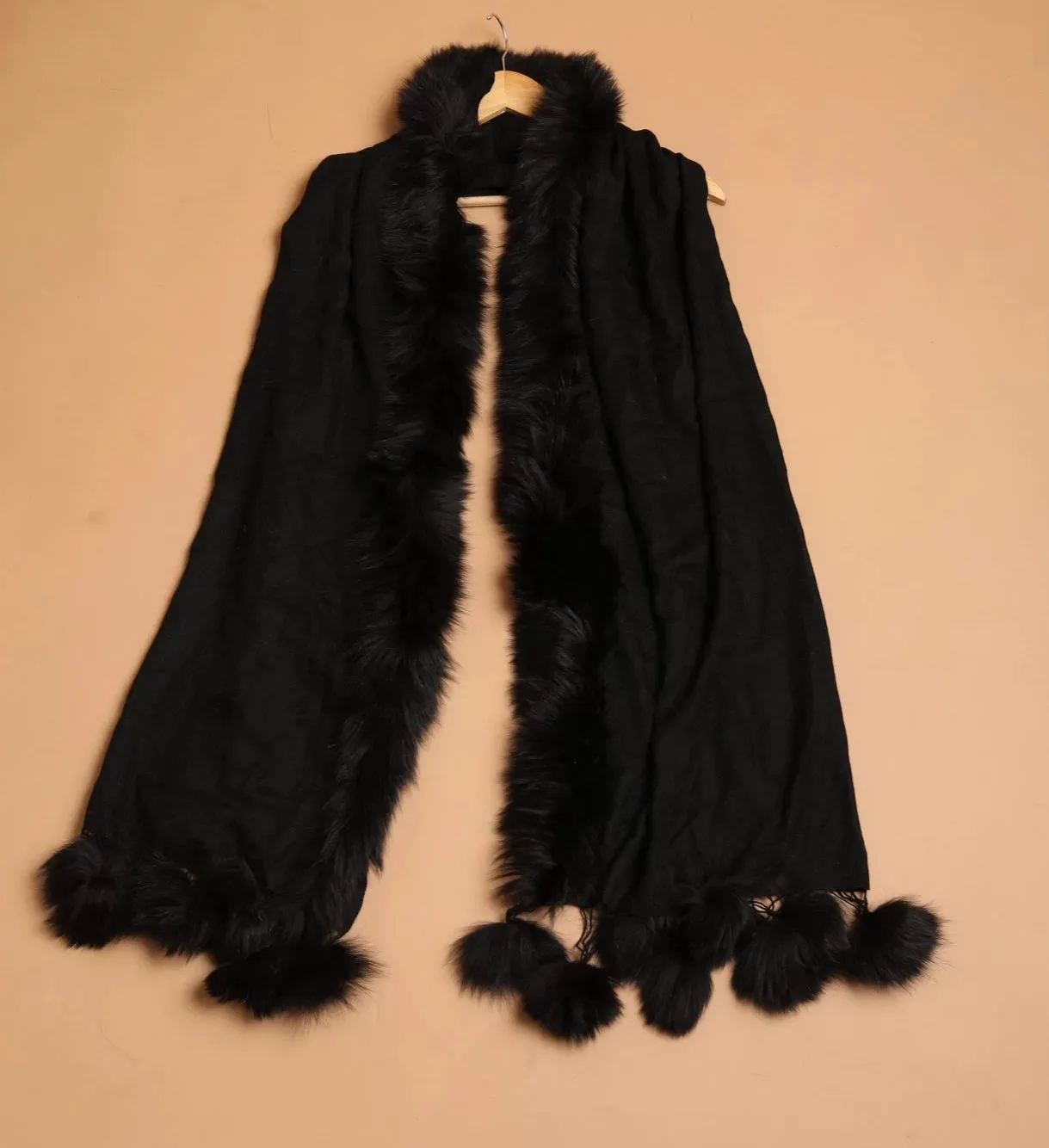 Faux Fur Pompom Pashmina Stole