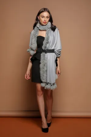 Faux Fur Pompom Pashmina Stole