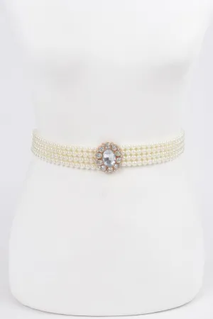 Faux Pearl Stretch Belt