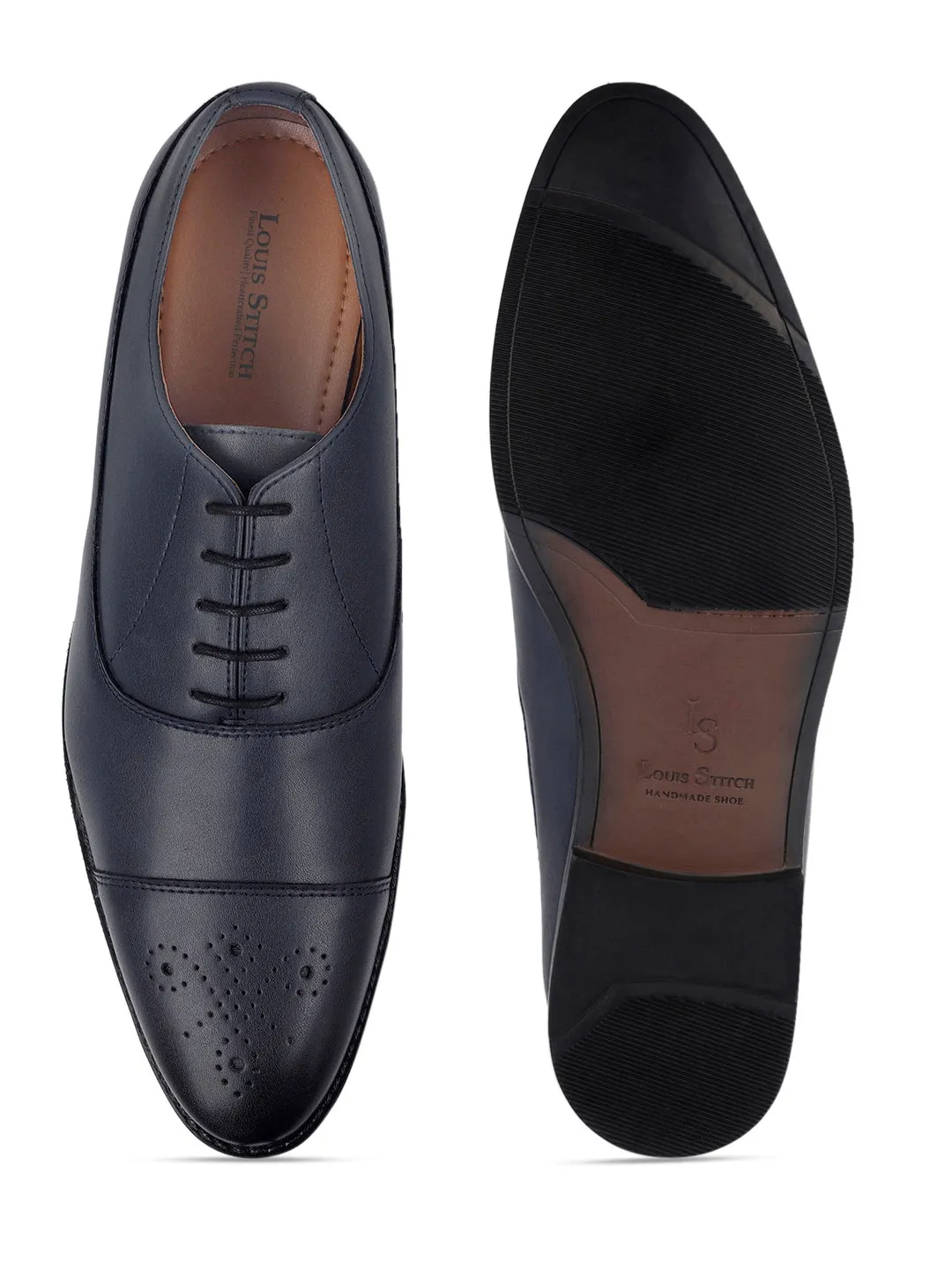 Federal Blue Handcrafted Captoe Style Comfortable Laceups