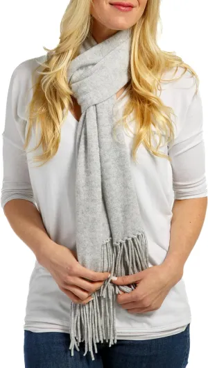Fishers Finery Women's 100% Pure Cashmere Knit Scarf with Fringe Detail; with Black Label Box